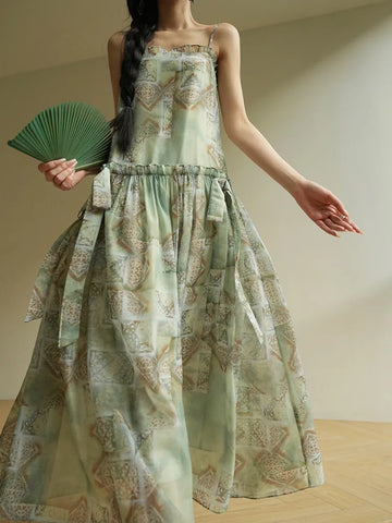 Xajzpa Fashion Printing Casual Dress Women's Sleeveless Strap Top Large Swing Dresses 2025 Summer New Tide